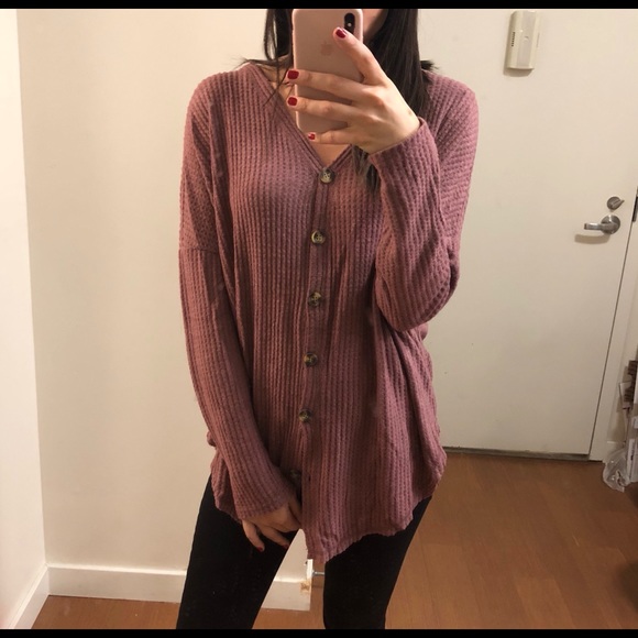 Last 2• Mauve Waffle Top - Picture 5 of 6